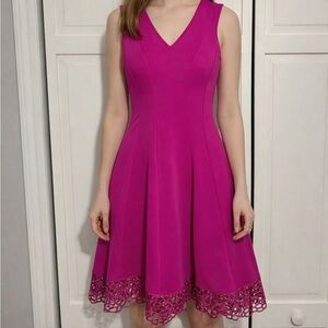 Donna Ricco Fuchsia Sleeveless Midi Dress